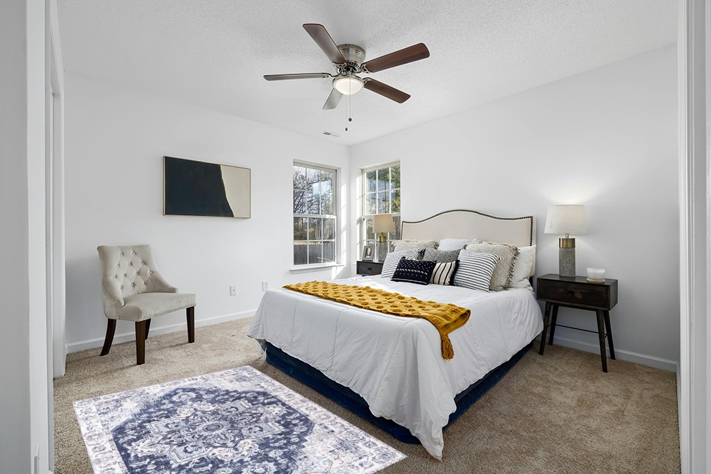 Rug ideas in White and Yellow Modern Bedroom