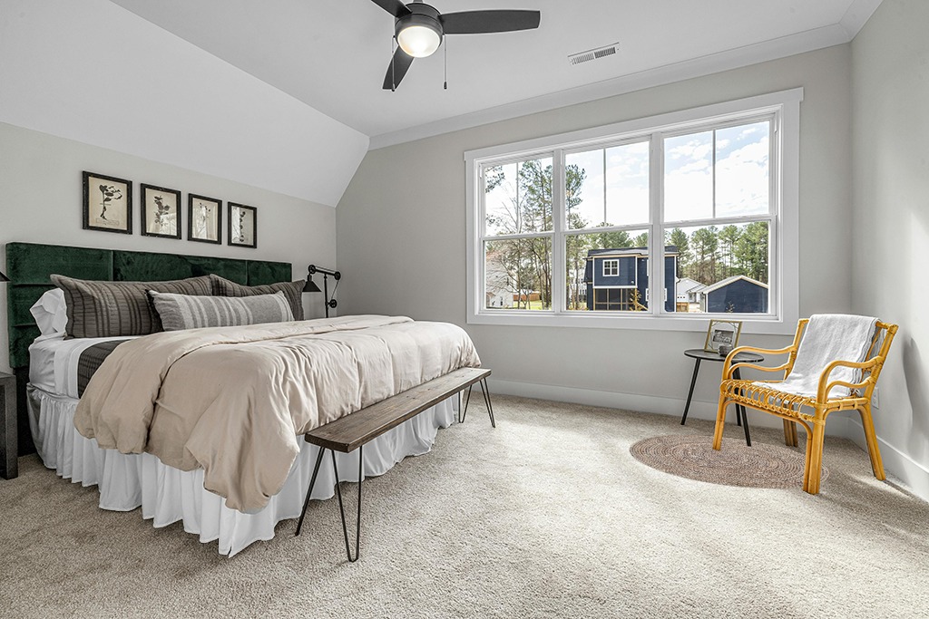 Round rug decorating ideas in Grey Traditional Bedroom with King Bed