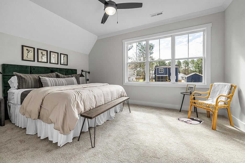 Grey room rug ideas in Grey Traditional Bedroom with King Bed