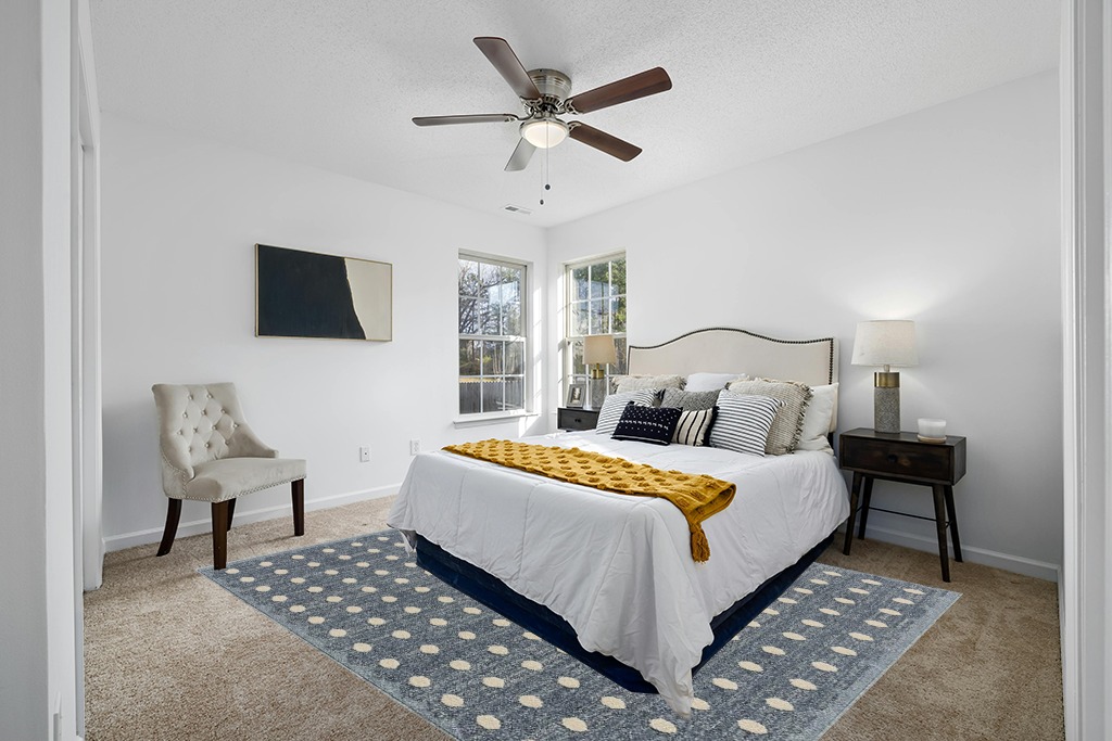 Rug ideas in White and Yellow Modern Bedroom