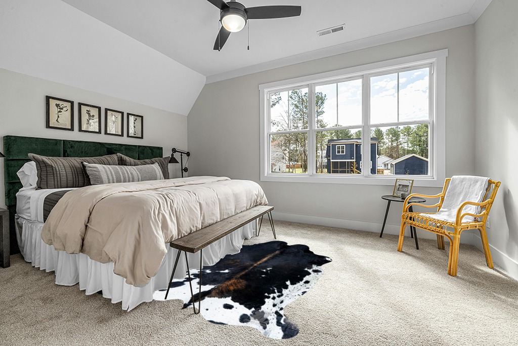 Black and white rug ideas in Grey Traditional Bedroom with King Bed