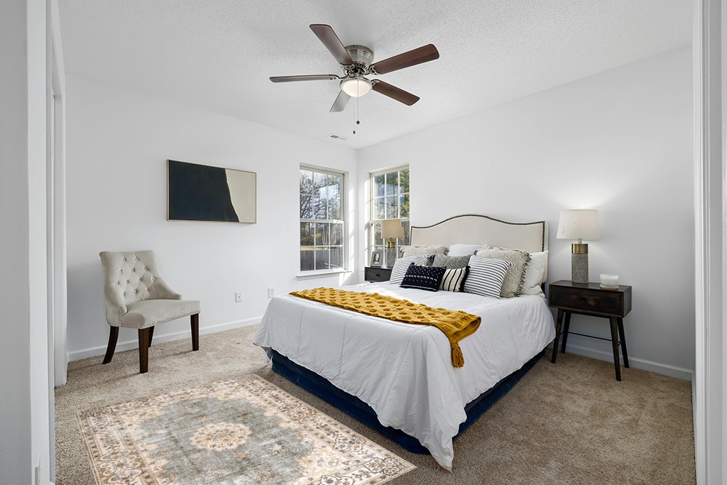 Rug ideas in White and Yellow Modern Bedroom
